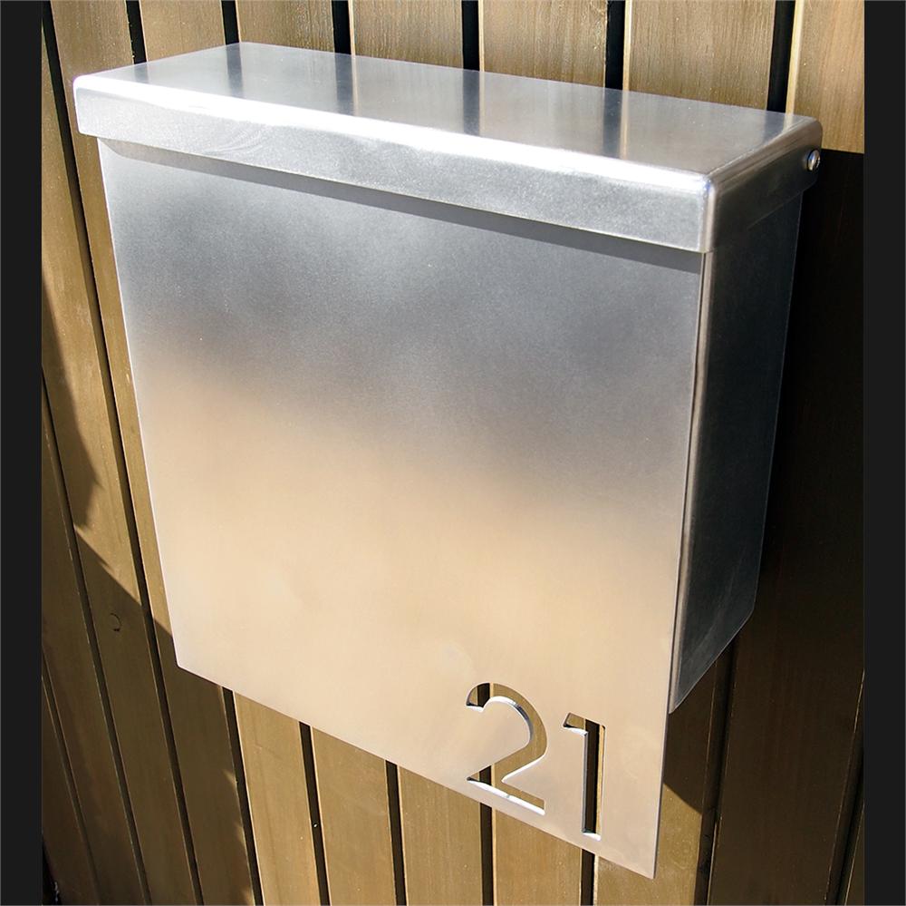 Custom Modernist House Number Mailbox No. 1310 Drop Front in Stainless