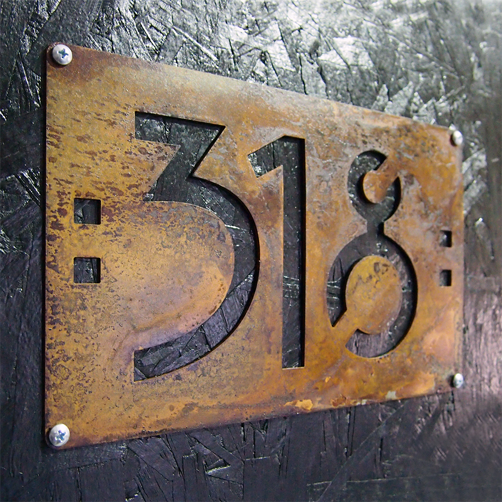 CUSTOM Mini Mission Style House Numbers in Rusted Steel