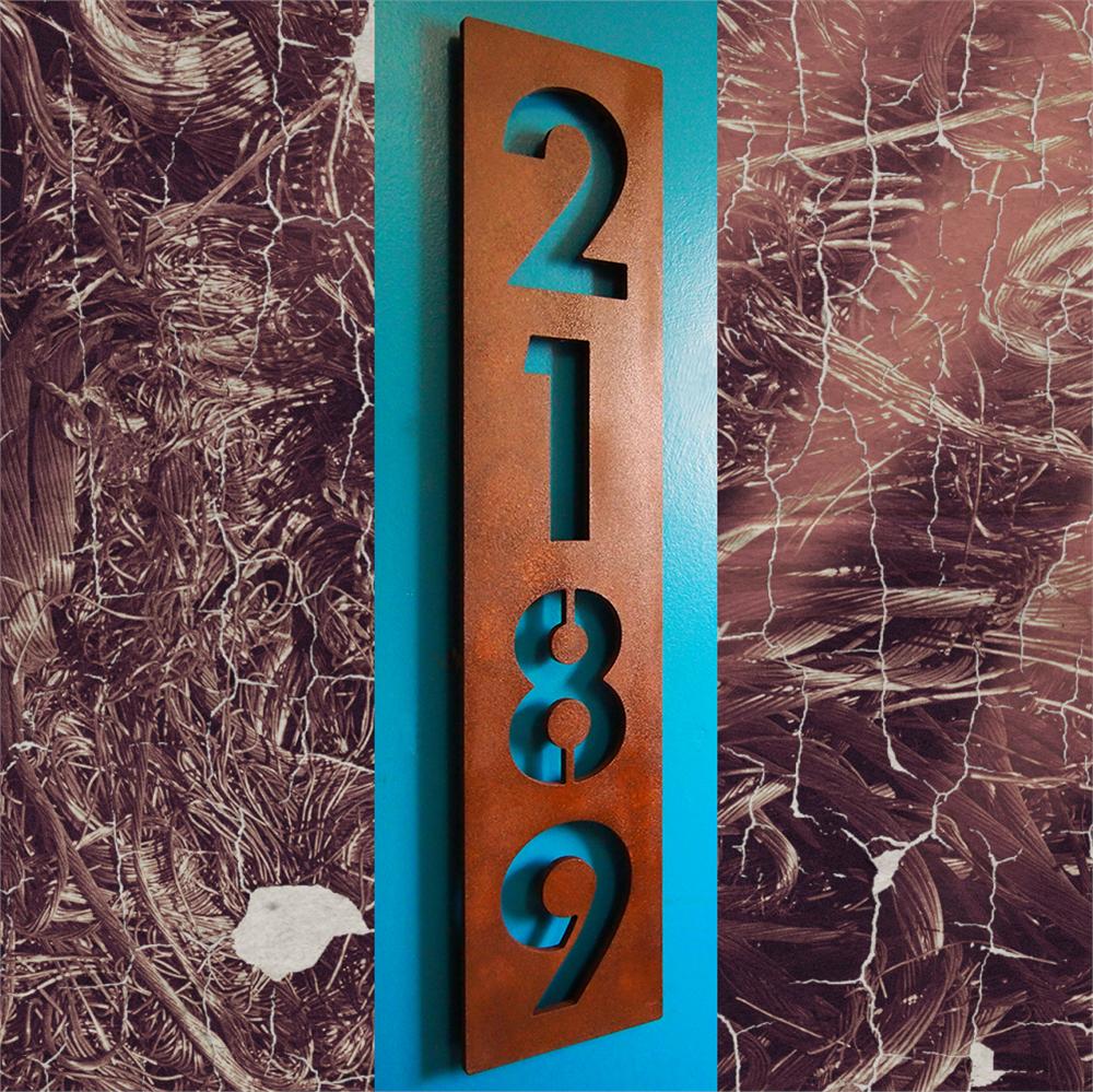 ustom Modern Floating House Numbers Vertical in usted Steel ustom Modern Floating House Numbers Vertical in usted Steel - ^